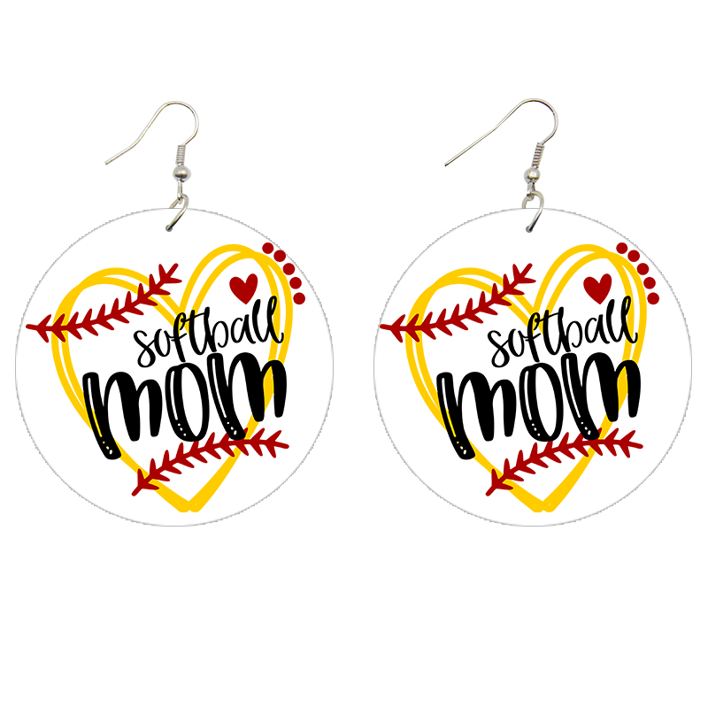 Softball Mom Wooden Earrings