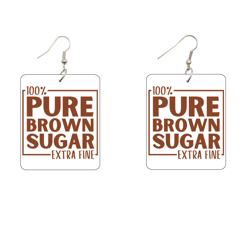 100% Pure Brown Sugar Rectangle Wooden Earrings