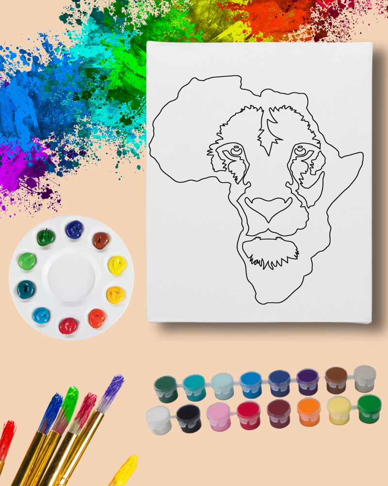 DIY Paint Party Kit - 11x14 Canvas -Africa's Lion