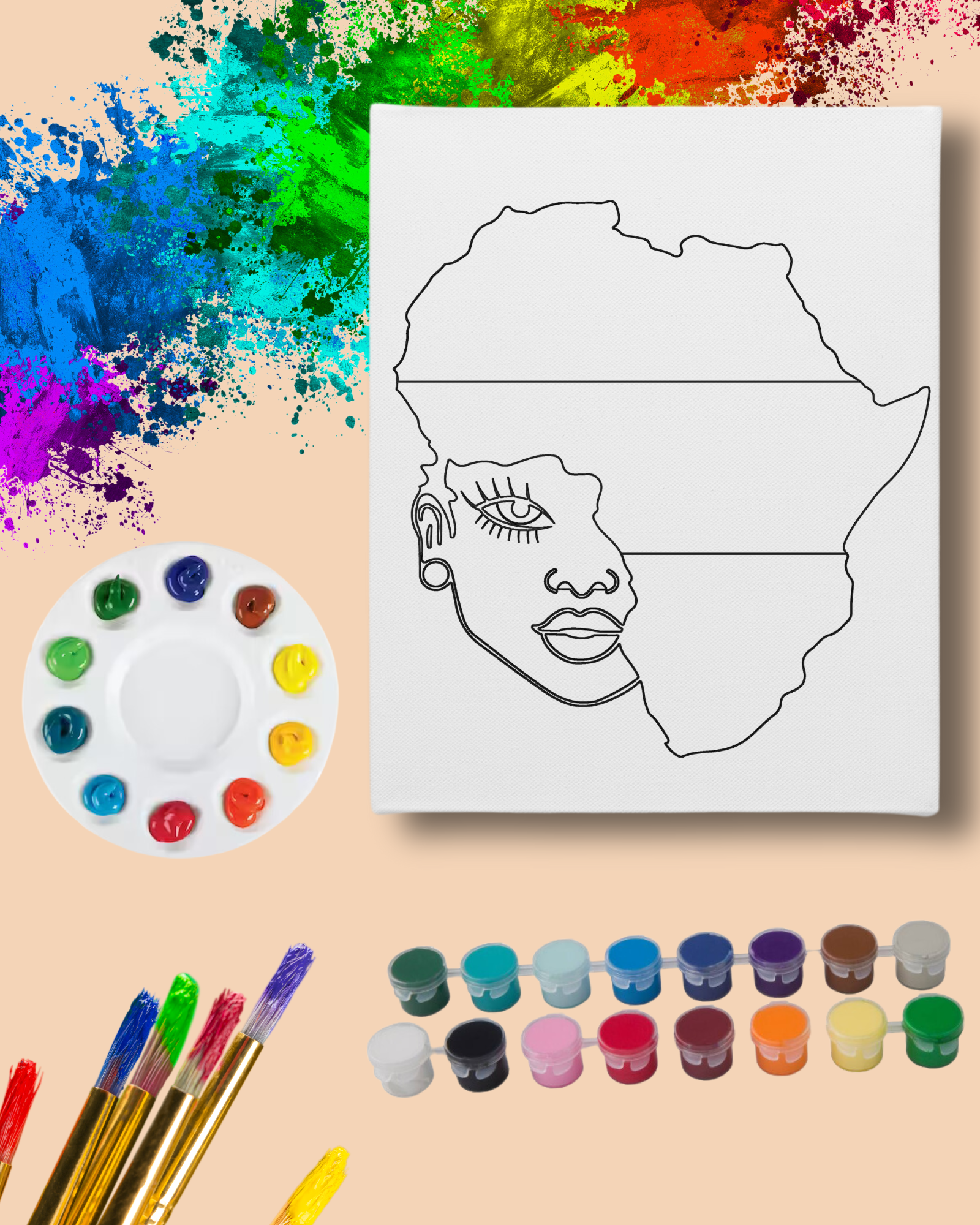 DIY Paint Party Kit - 11x14 Canvas -Africa's Queen