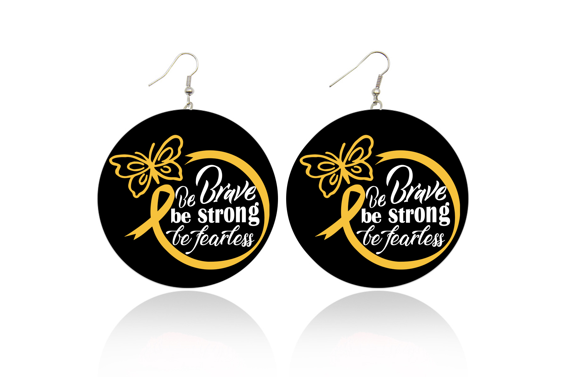 Be Brave Be Strong Childhood Cancer Wooden Earrings