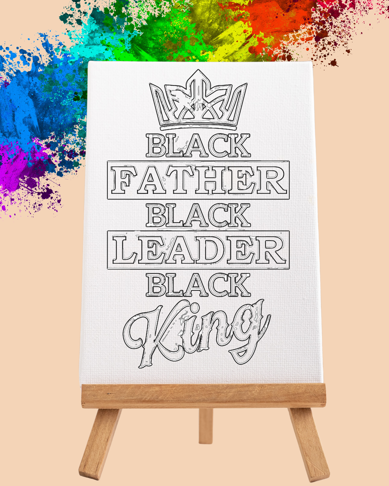 DIY Paint Party Kit - 11x14 Canvas - Black Father Black Leader