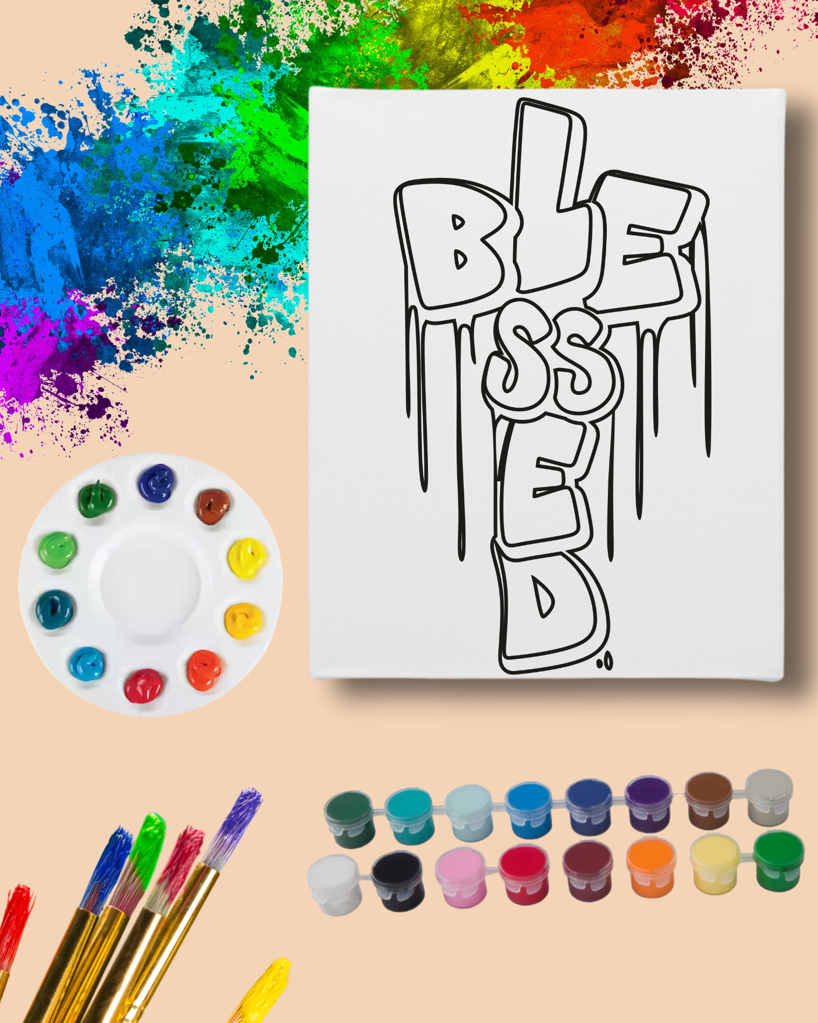 DIY Paint Party Kit - 11x14 Canvas - Blessed