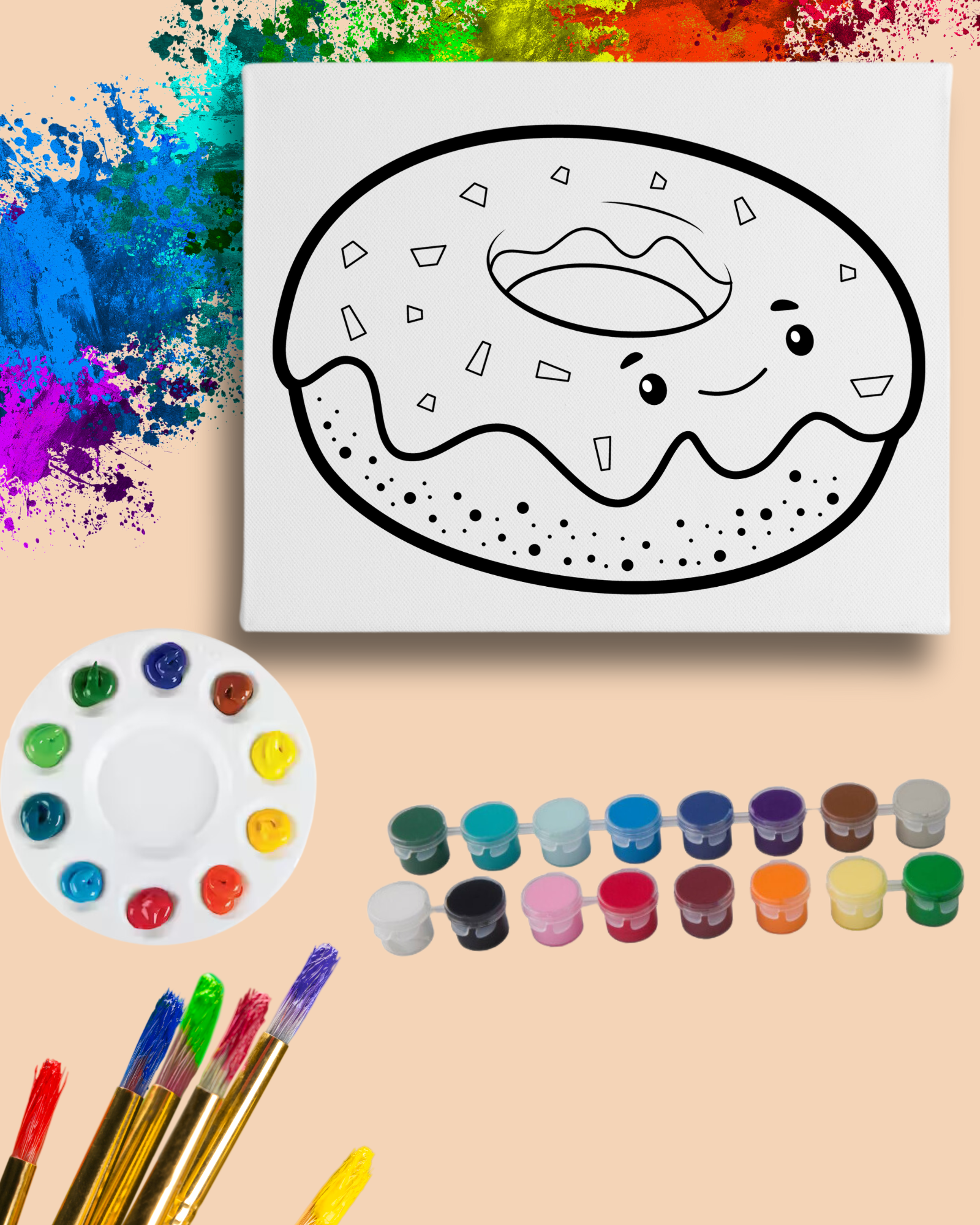DIY Paint Party Kit - 11x14 Canvas - Donut