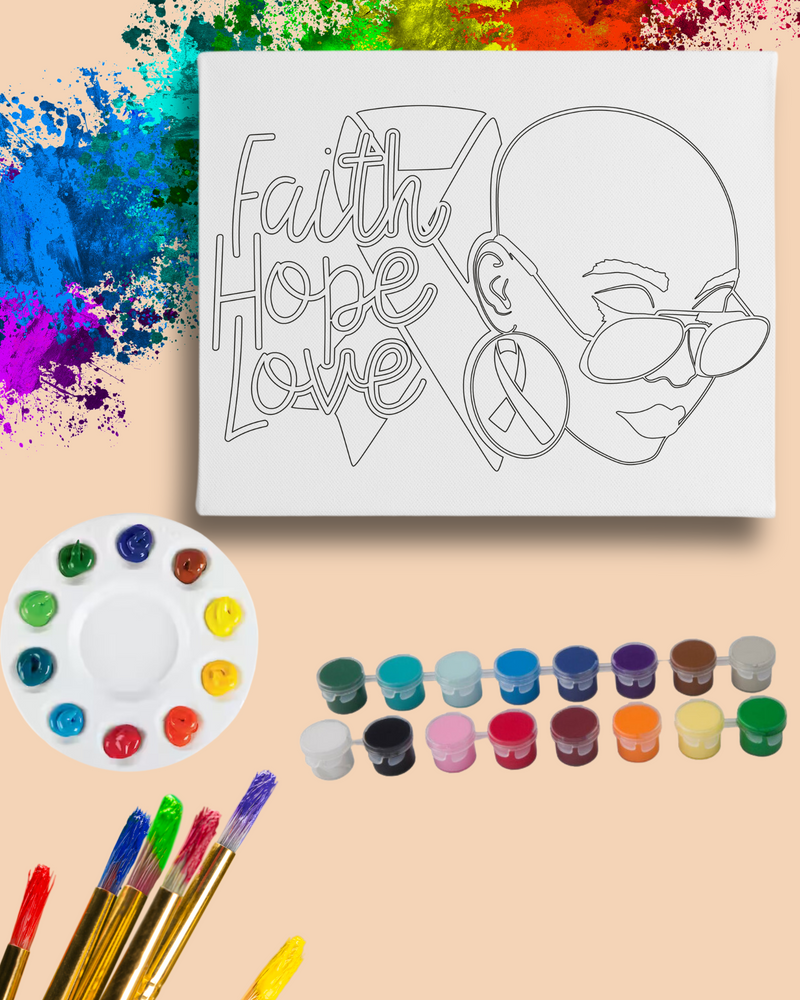 DIY Paint Party Kit - 11x14 Canvas - Faith Hope Love Breast Cancer