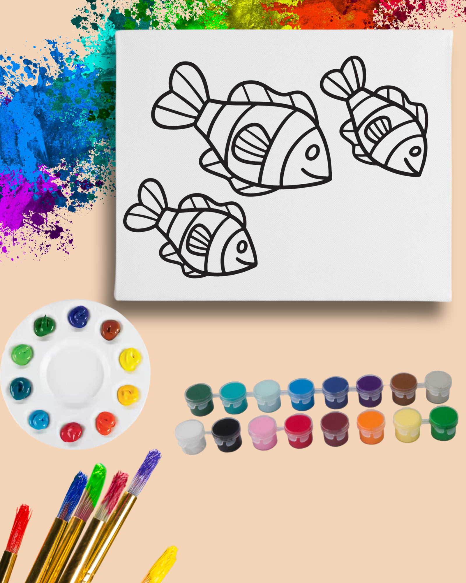DIY Paint Party Kit - 11x14 Canvas - Fish