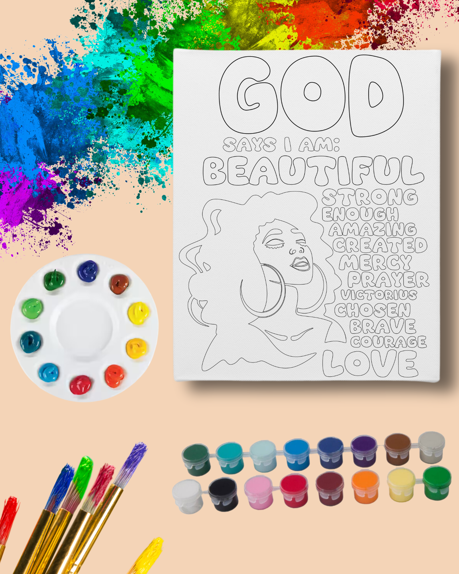 DIY Paint Party Kit - 11x14 Canvas - God Says I'm Beautiful