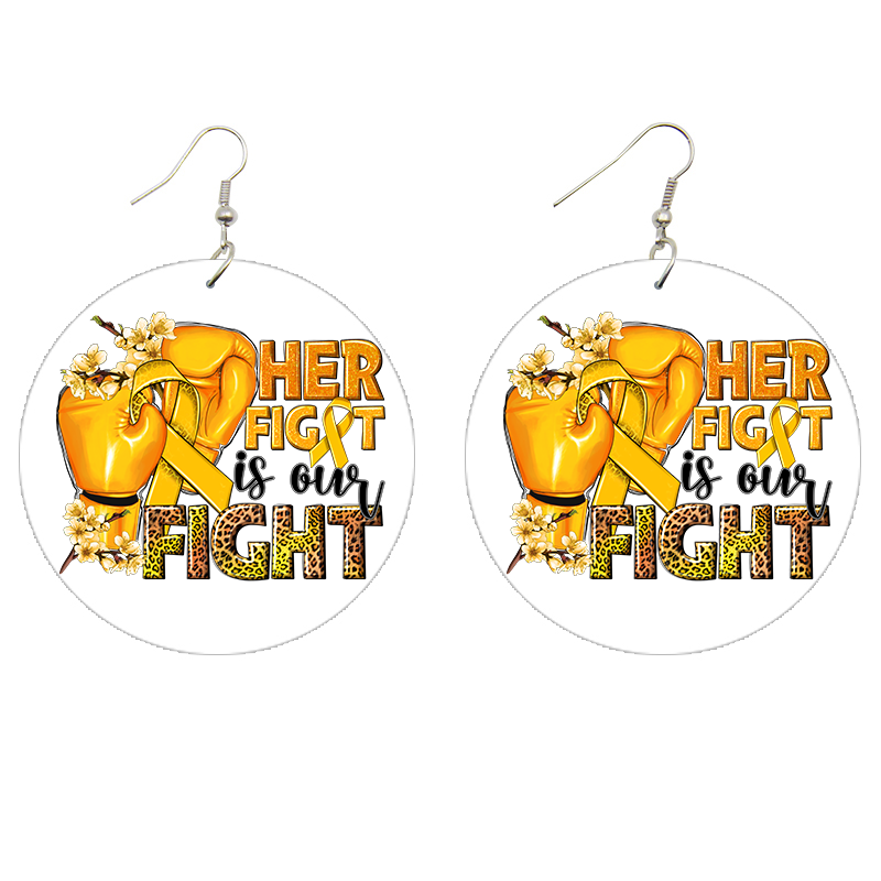 Her Fight is Our Fight Childhood Cancer Wooden Earrings