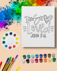 DIY Paint Party Kit - 11x14 Canvas - I am So Loved (John 3:16)