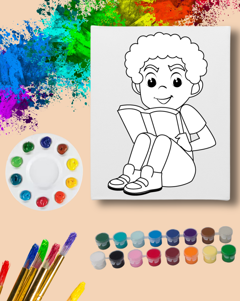 DIY Paint Party Kit - 11x14 Canvas - Kid Reading