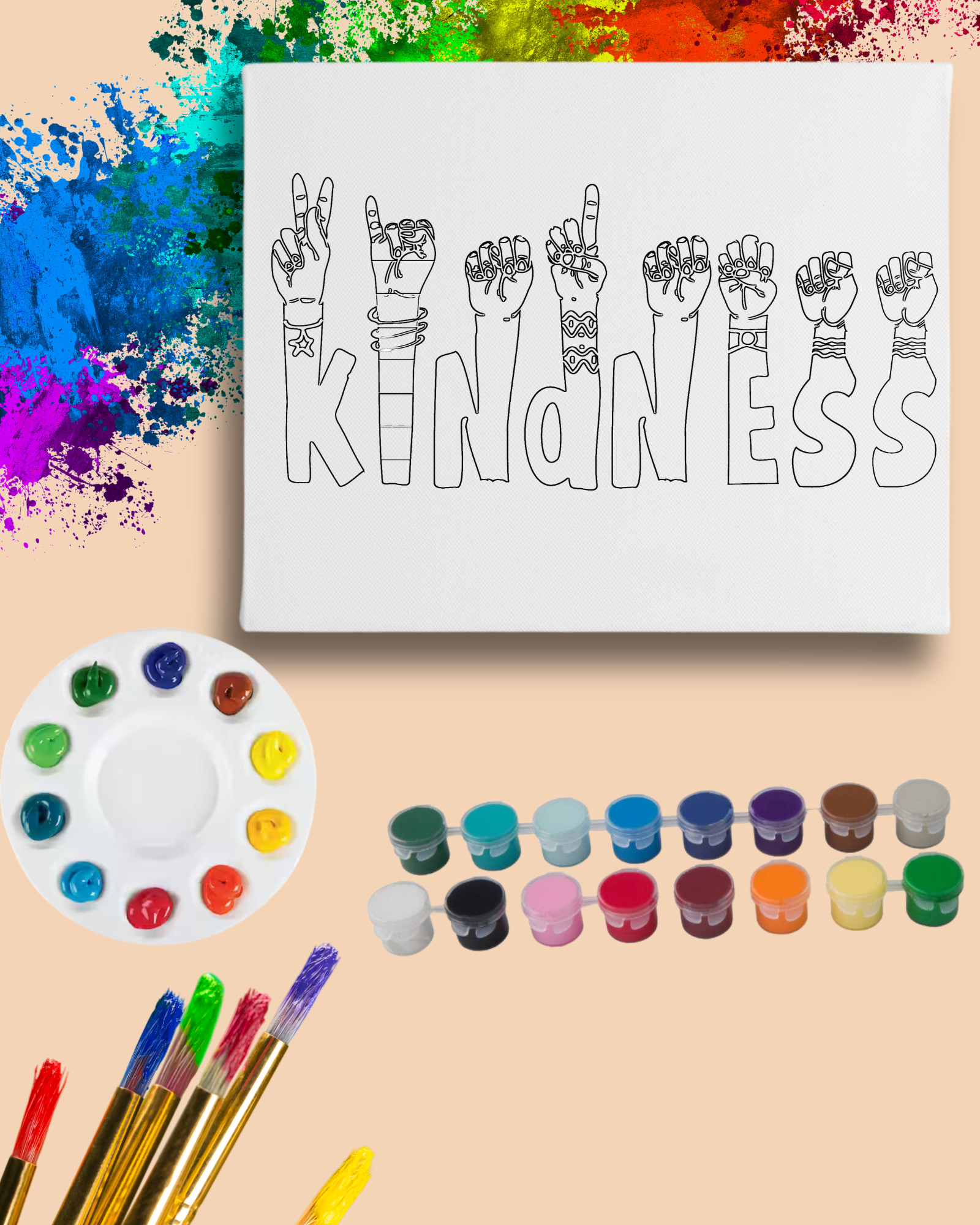 DIY Paint Party Kit - 11x14 Canvas - Kindness