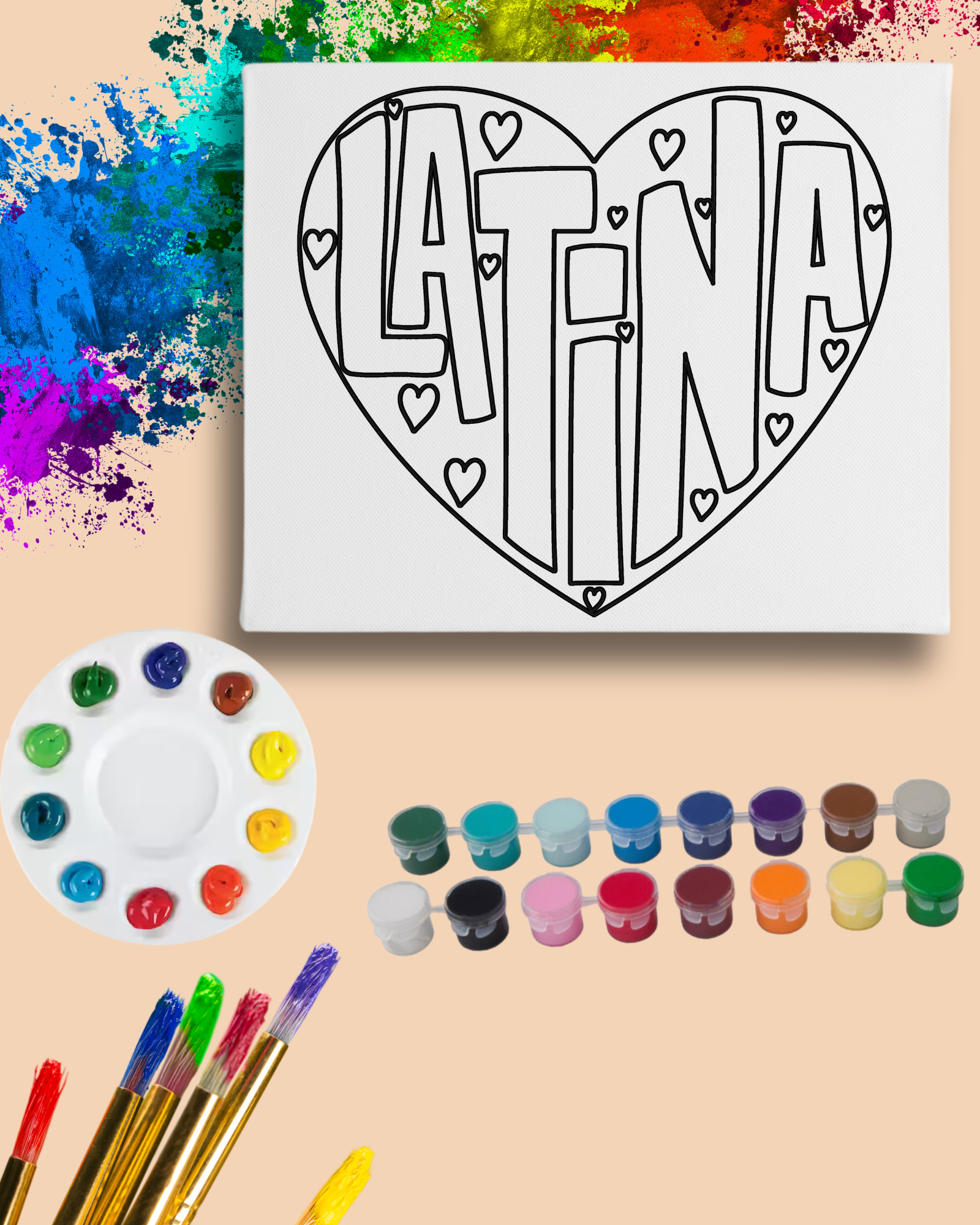 DIY Paint Party Kit - 11x14 Canvas - Latina Heart