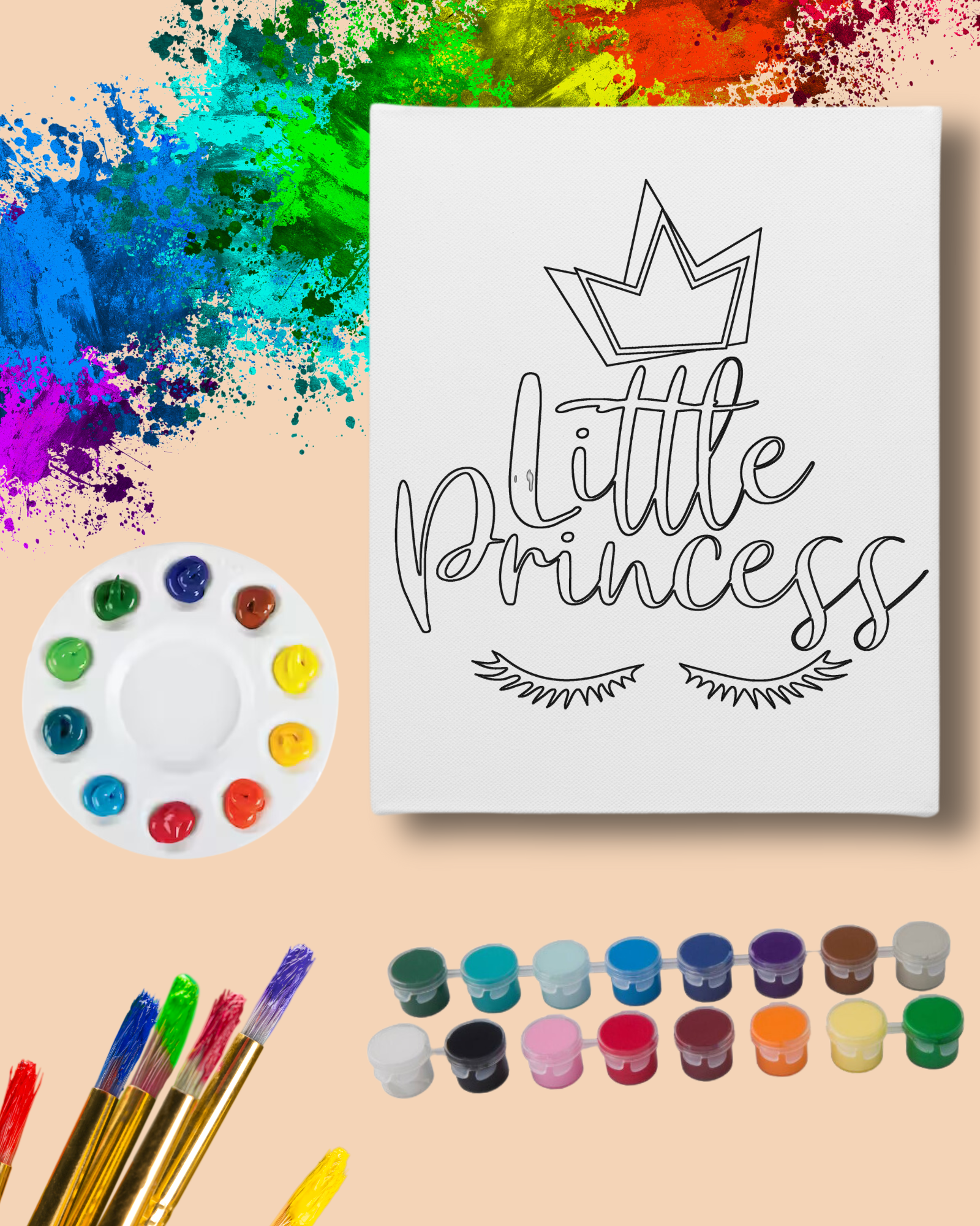 DIY Paint Party Kit - 11x14 Canvas - Little Princess