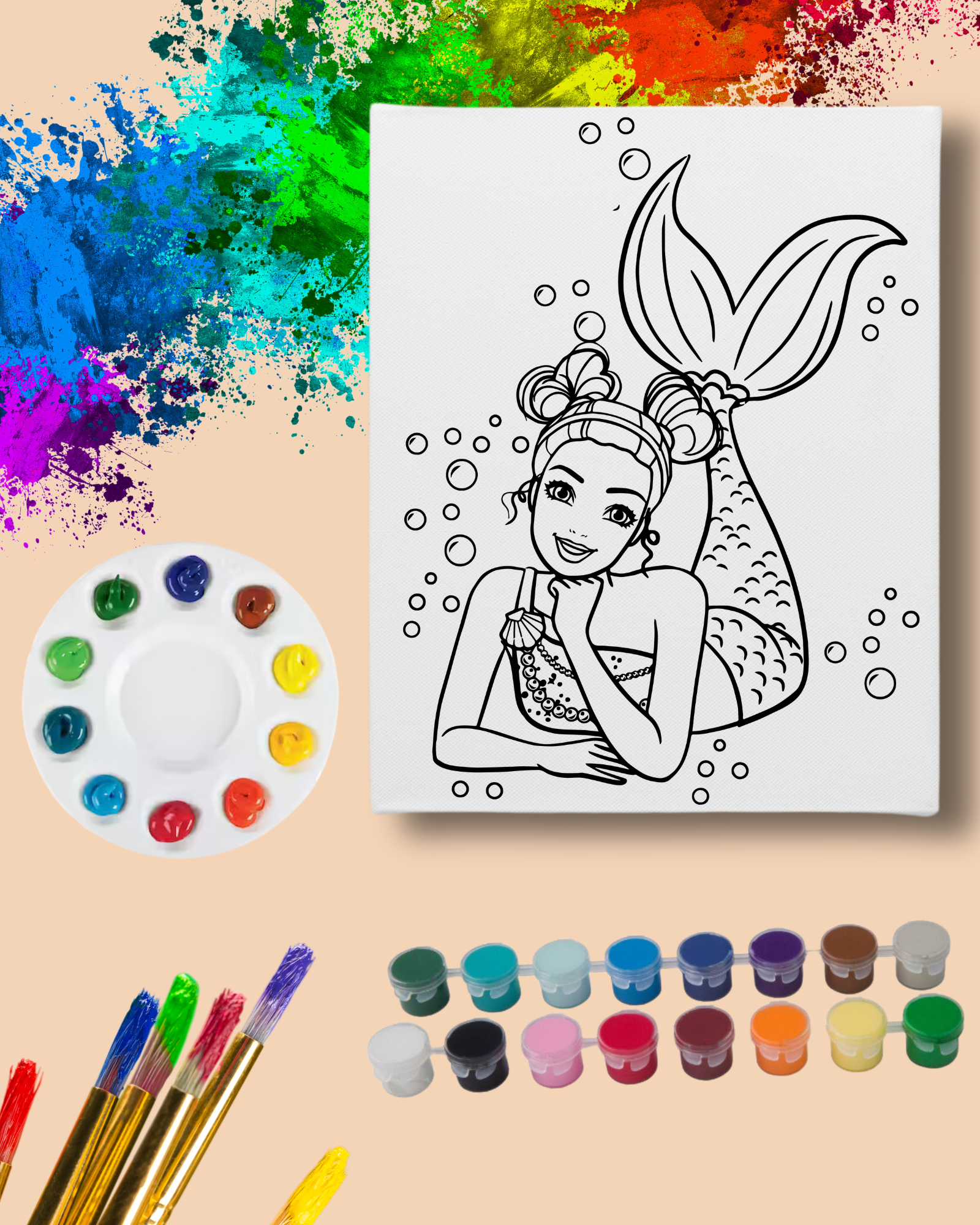 DIY Paint Party Kit - 11x14 Canvas - Mermaid Paint