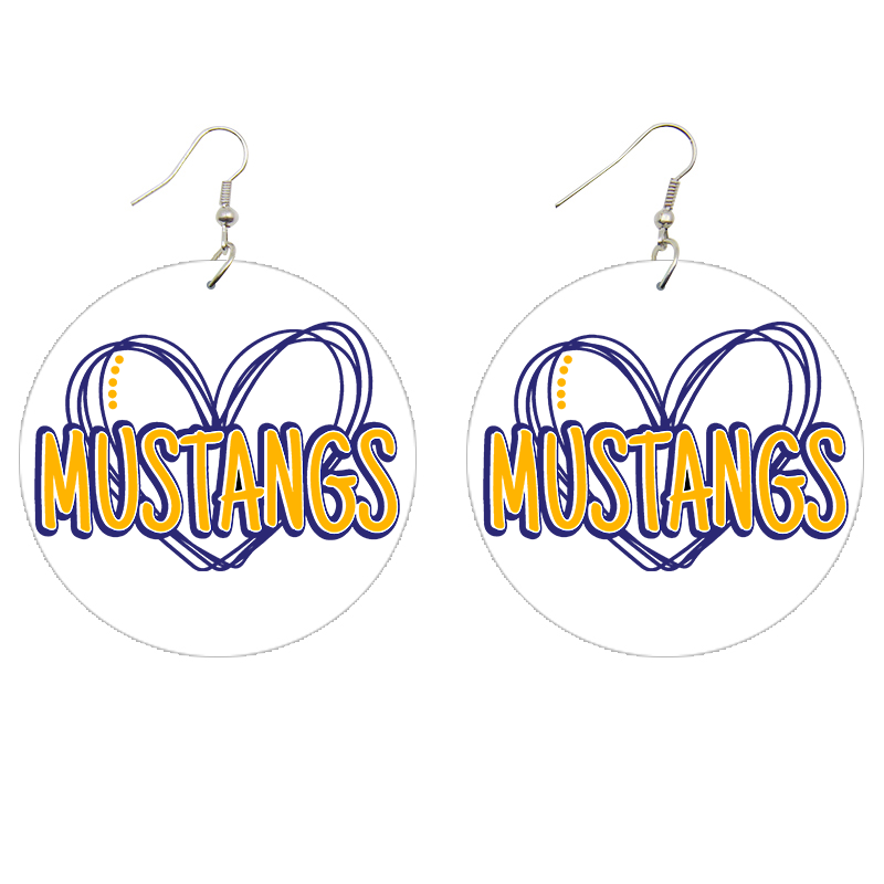 Heart Mustangs Wooden Earrings