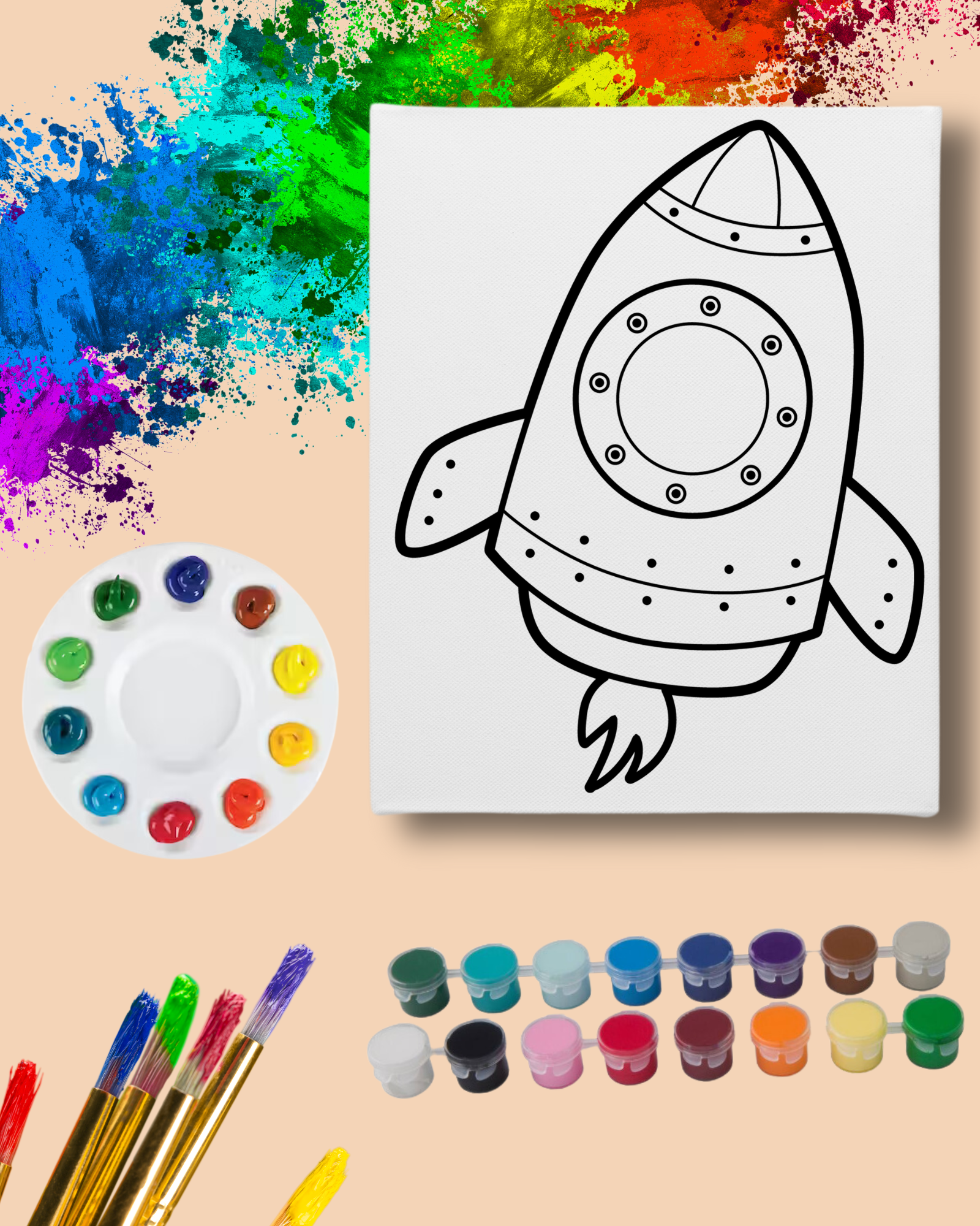 DIY Paint Party Kit - 11x14 Canvas - Spaceship
