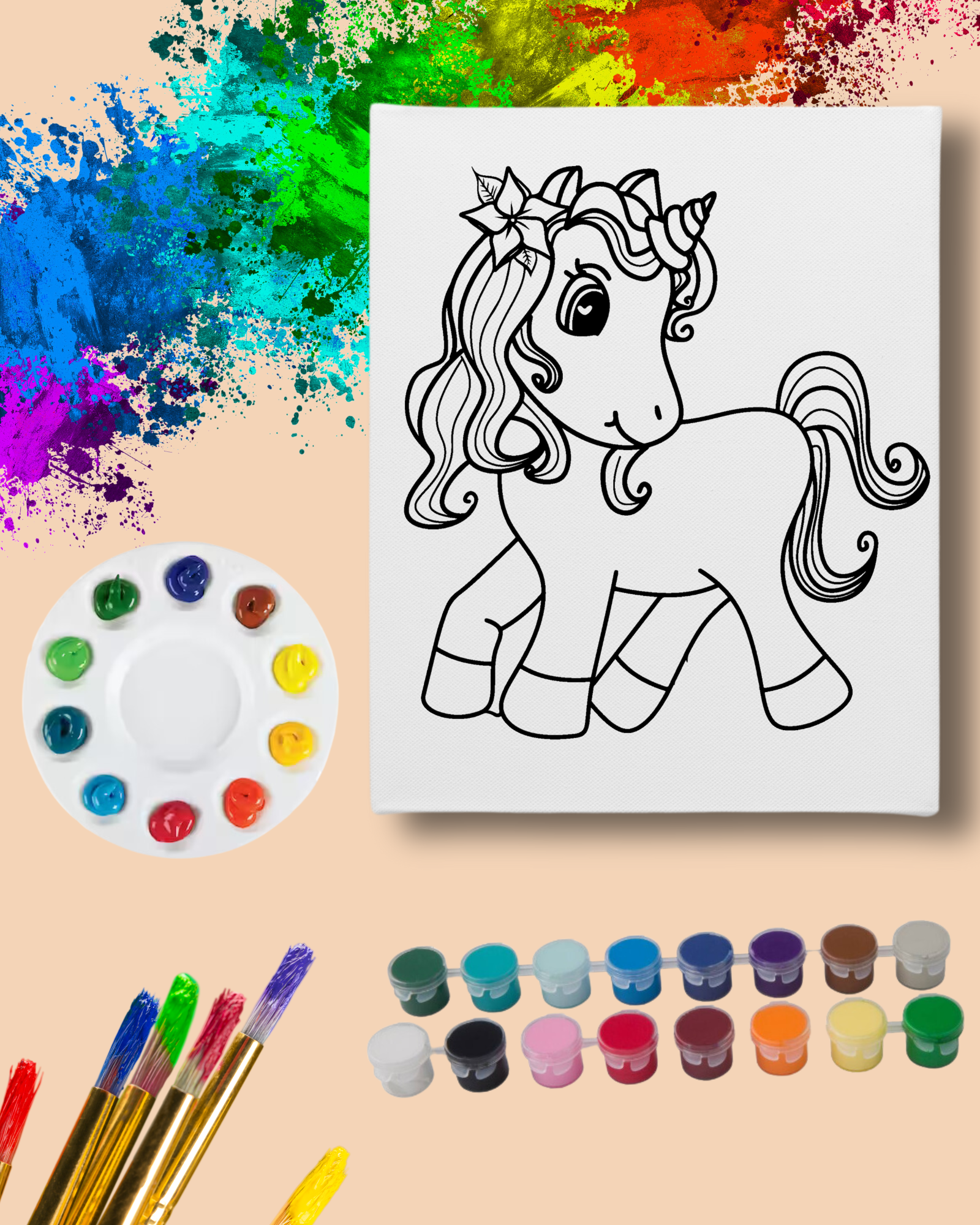 DIY Paint Party Kit - 11x14 Canvas - Unicorn