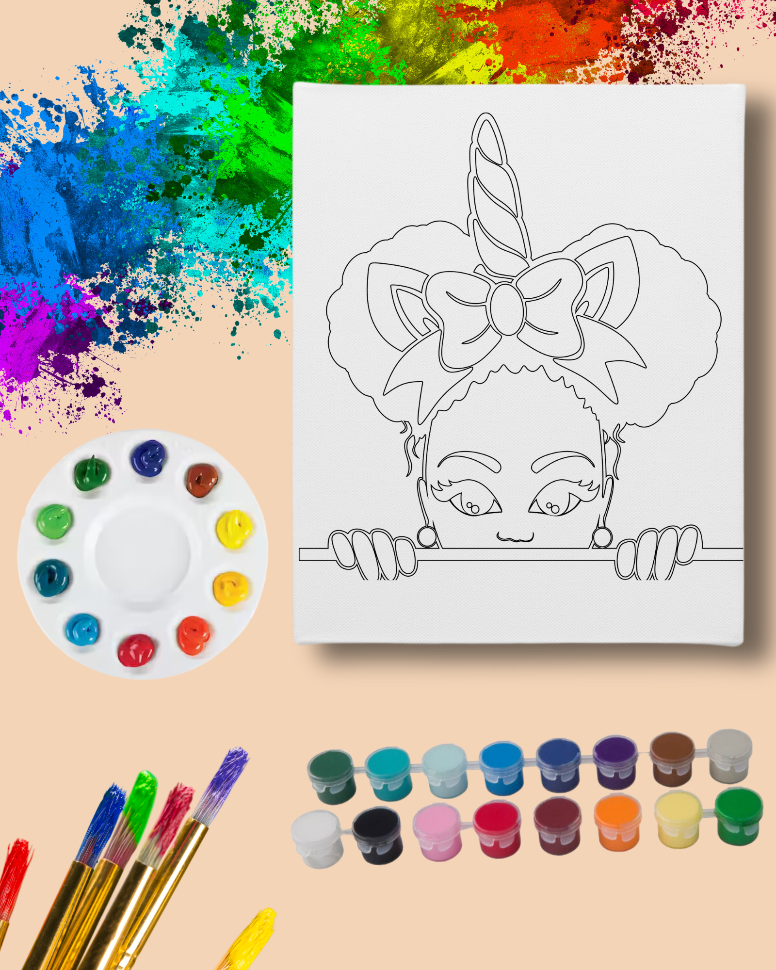 DIY Paint Party Kit - 11x14 Canvas - Unicorn Girl