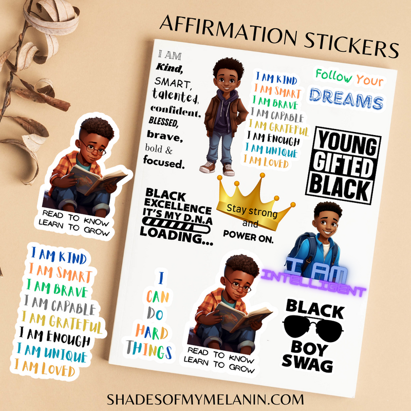 Black Boy Affirmation Sticker Pack