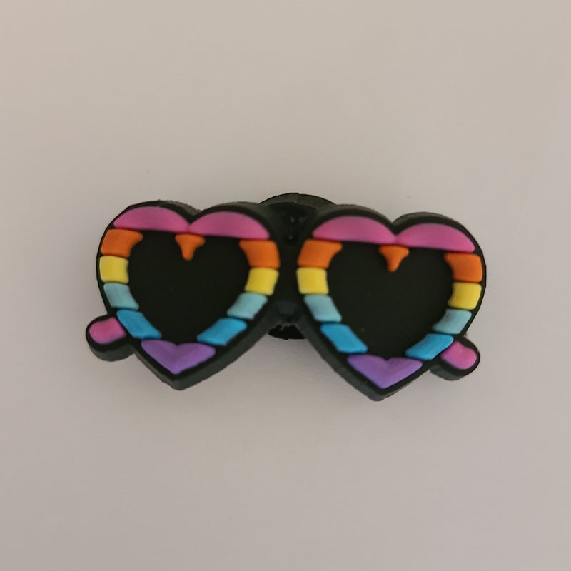 Rainbow Heart Sunglasses Shoe Charm