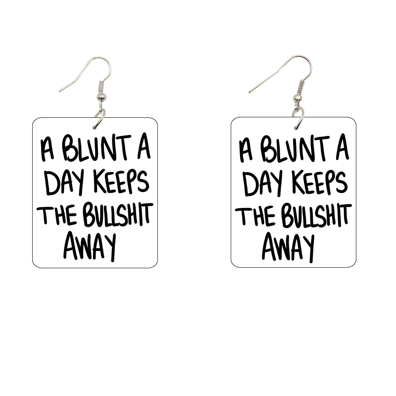 A Blunt A Day Rectangle Wooden Earrings