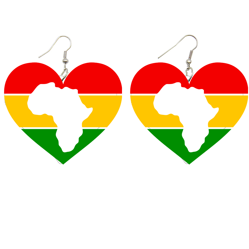 Heart of Africa Wooden Earrings