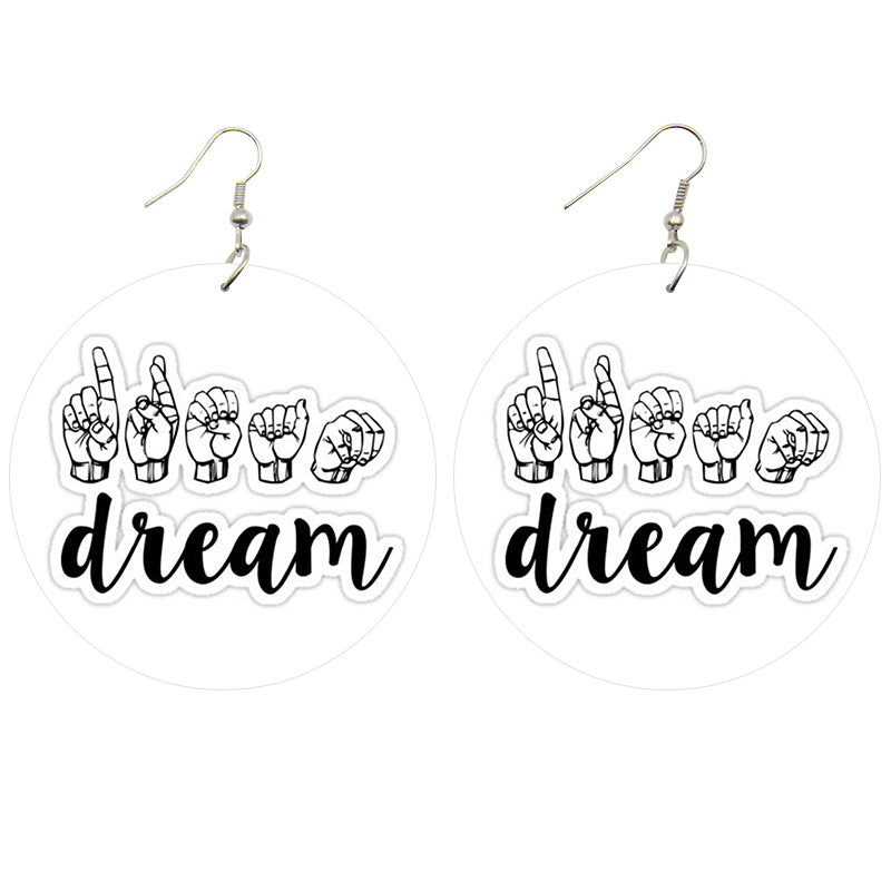 Dream ASL Wooden Earrings