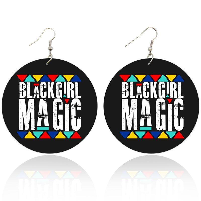 Colorful Black Girl Magic Wooden Earrings - Shades of My Melanin LLC