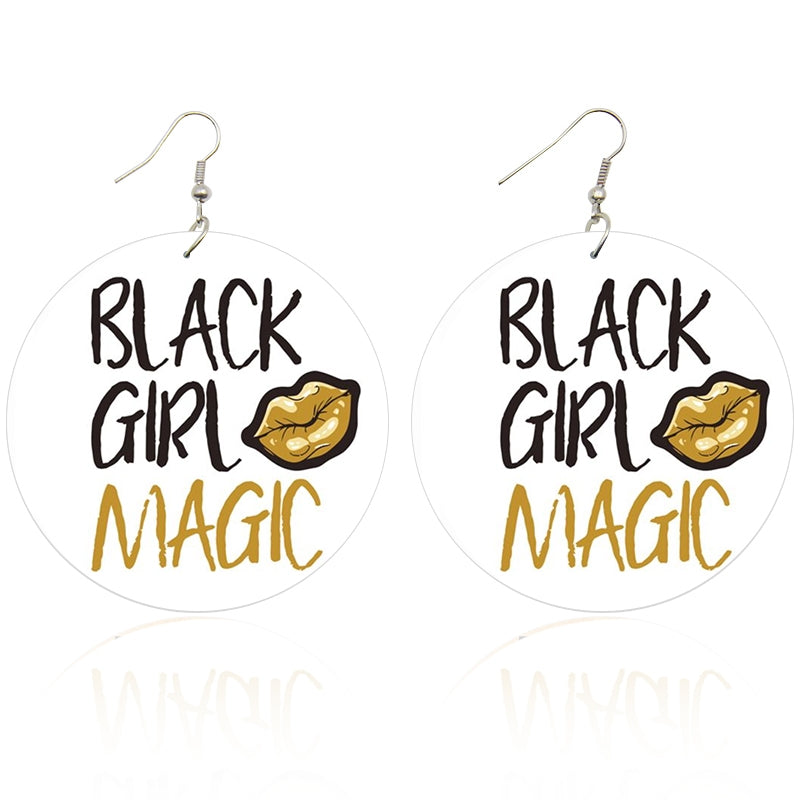 Black Girl Magic Wooden Earrings - Shades of My Melanin LLC
