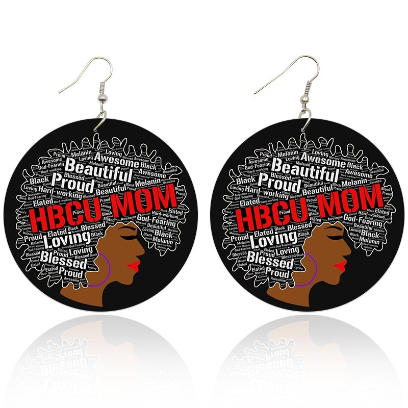 HBCU Mom Wooden Earrings - Shades of My Melanin LLC