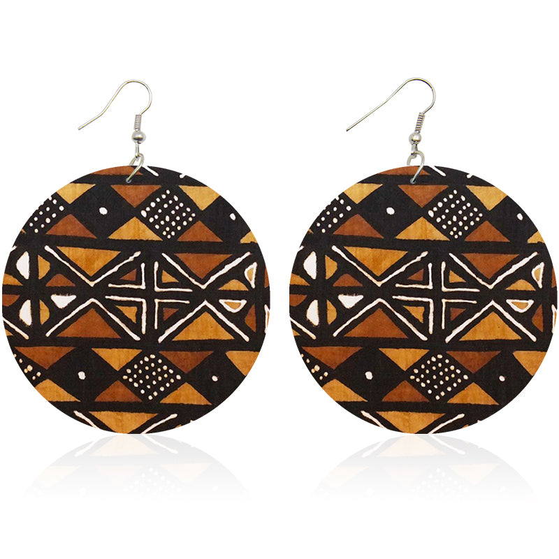Tribal Pattern Wooden Earrings