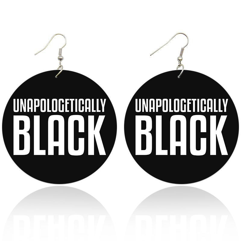 Unapologetically Black Wooden Earrings - Shades of My Melanin LLC