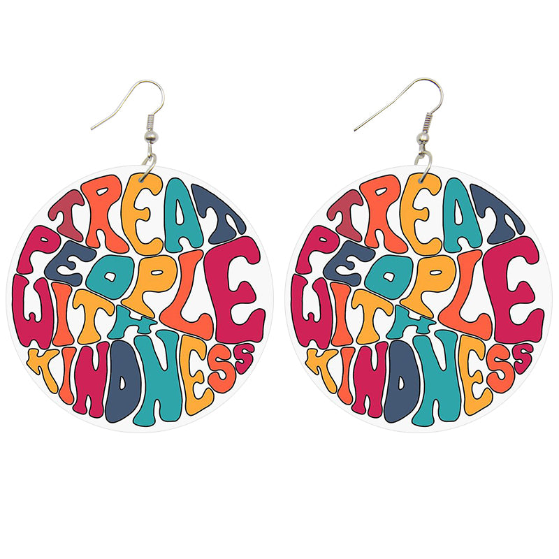 Treat People With Kindness Wooden Earrings