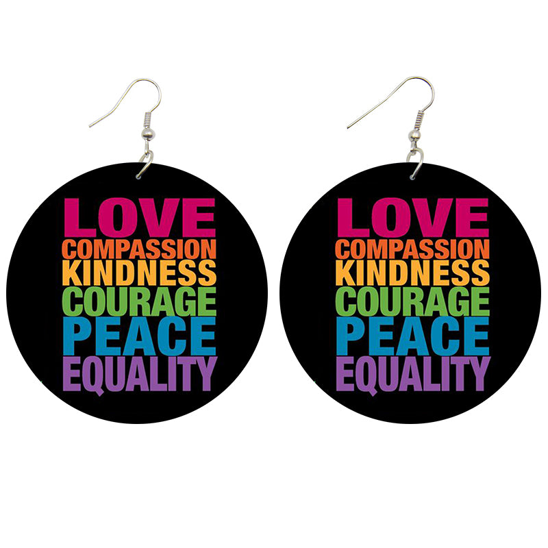 Love Compassion Kindness Wooden Earrings