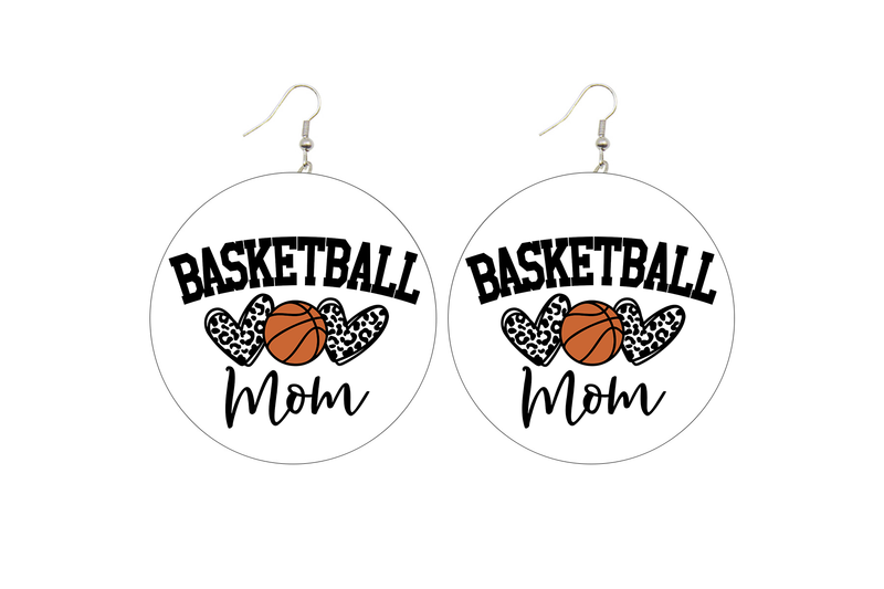 Basketball Mom Wooden Earrings