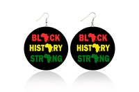 Black History Strong Wooden Earrings