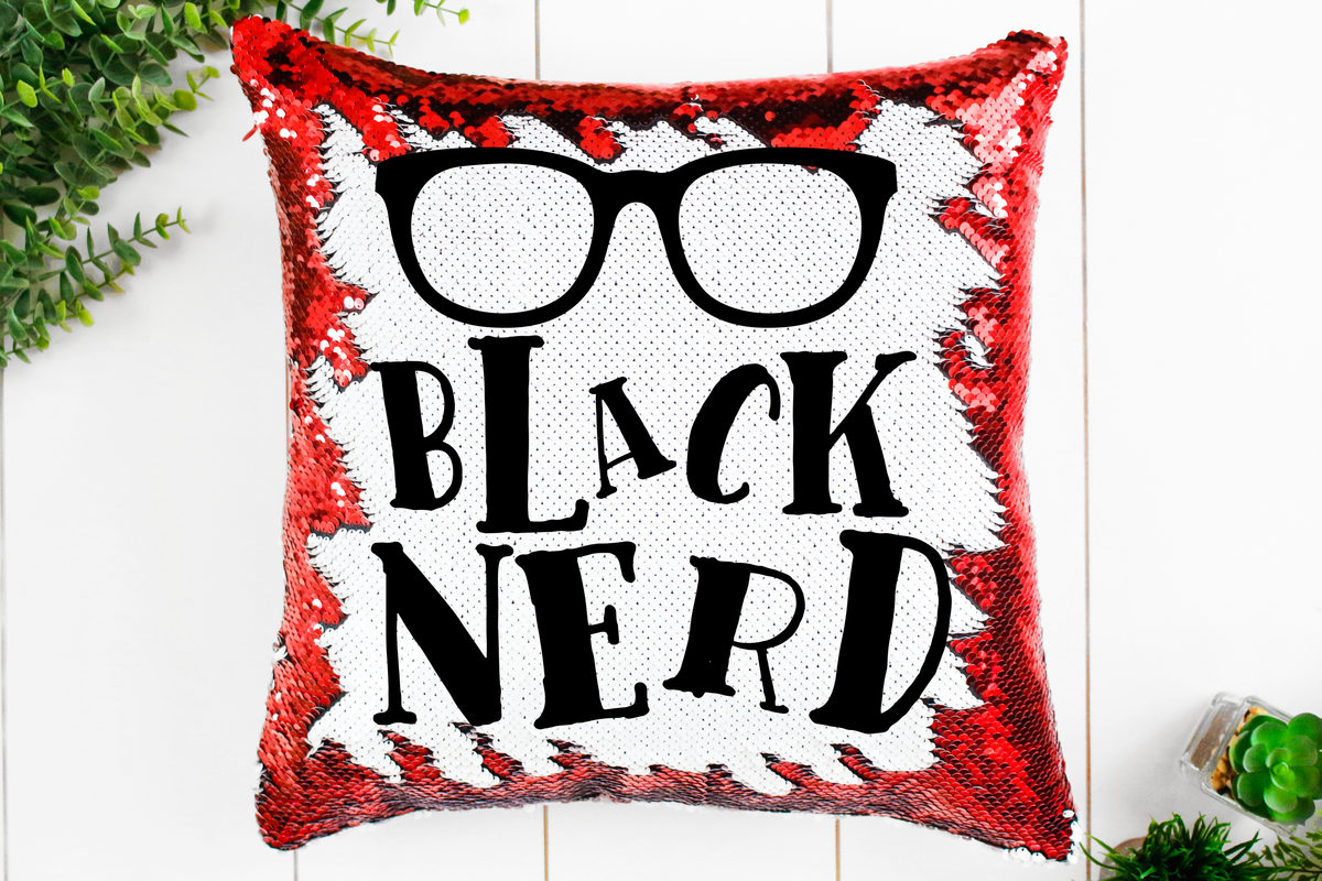 Black Nerd Sequin Pillow