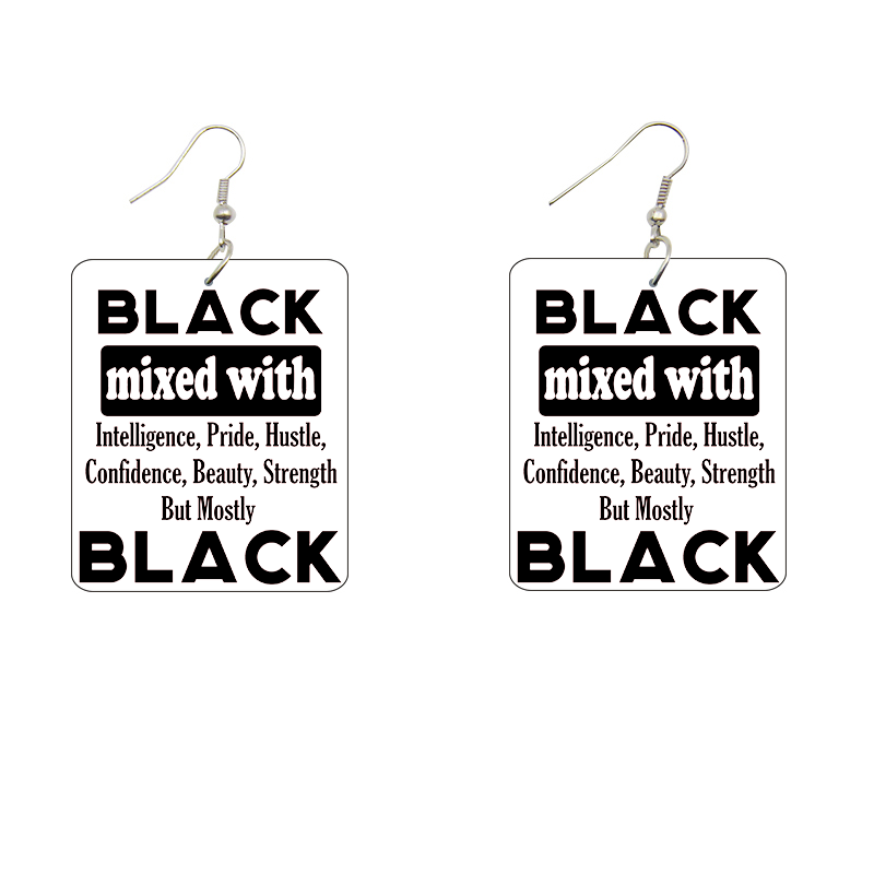 Black Mixed with Black Wooden Earrings