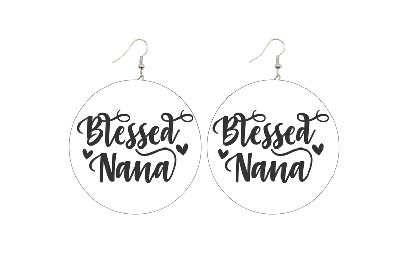 Blessed Nana Wooden Earrings