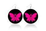 Breast Cancer Butterfly Wooden Earrings