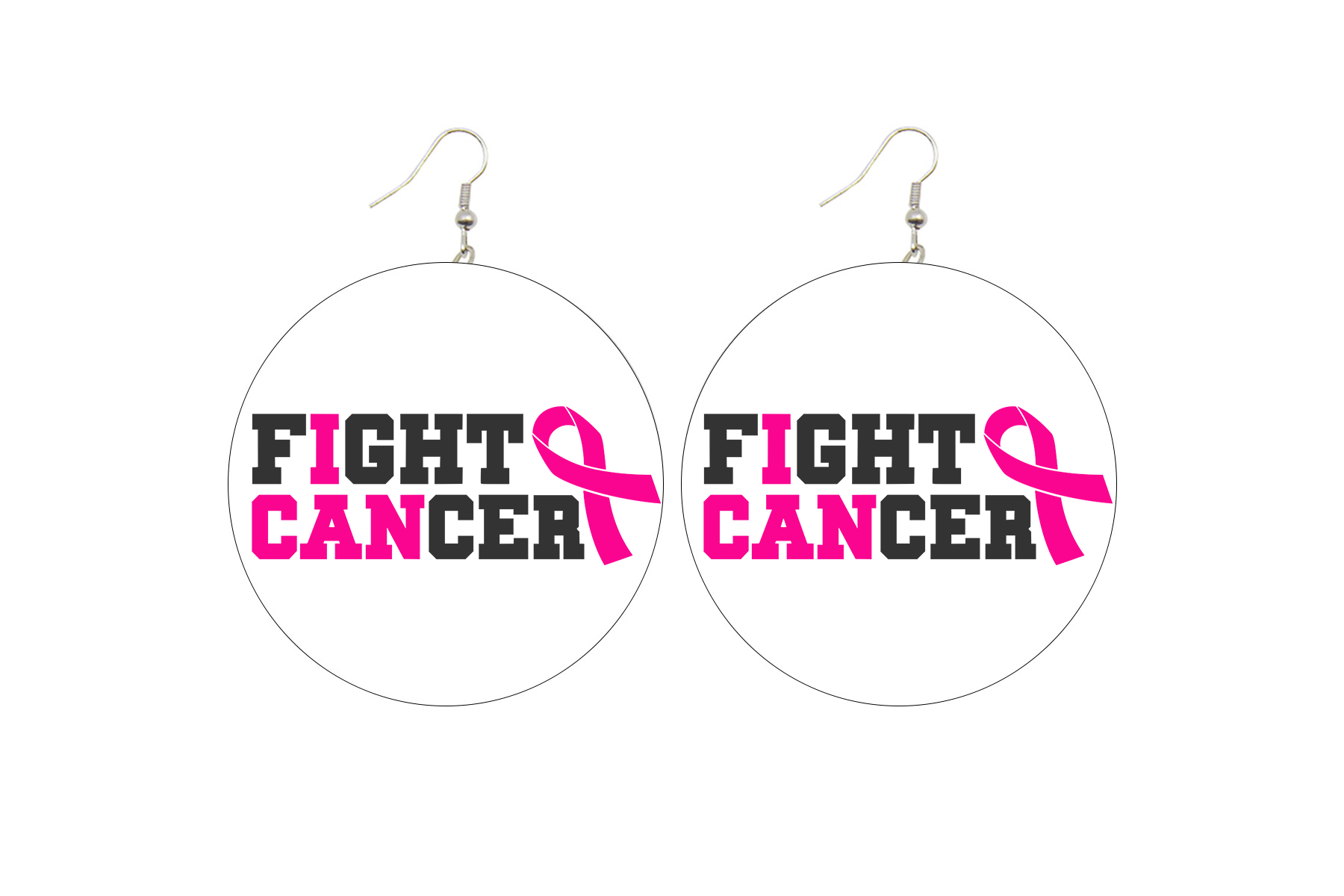 I Can Fight Breast Cancer Wooden Earrings