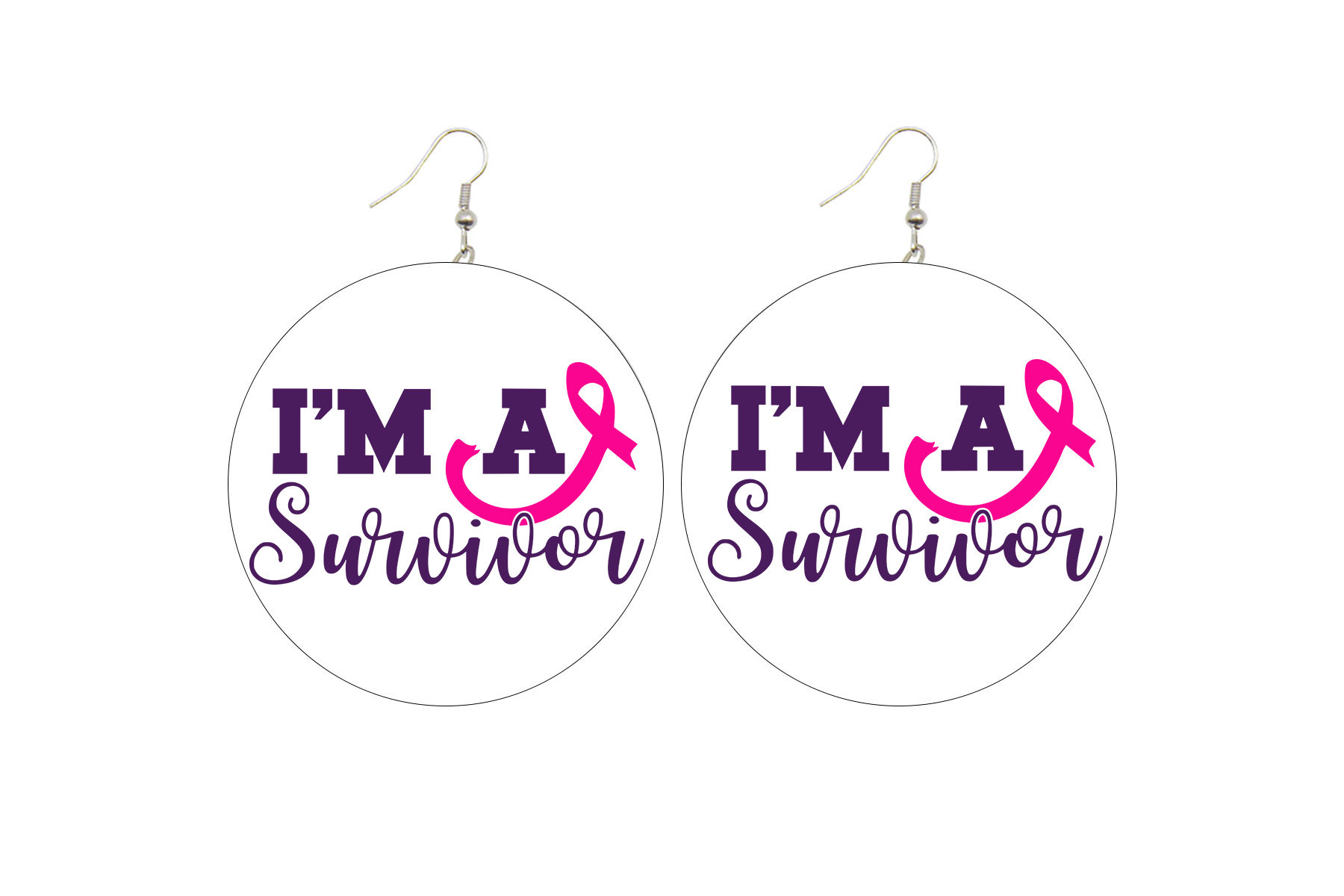I'm a Survivor Breast Cancer Wooden Earrings