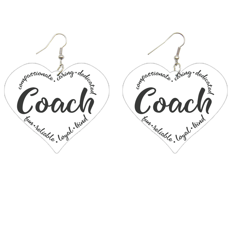 Coach Heart Wooden Earrings