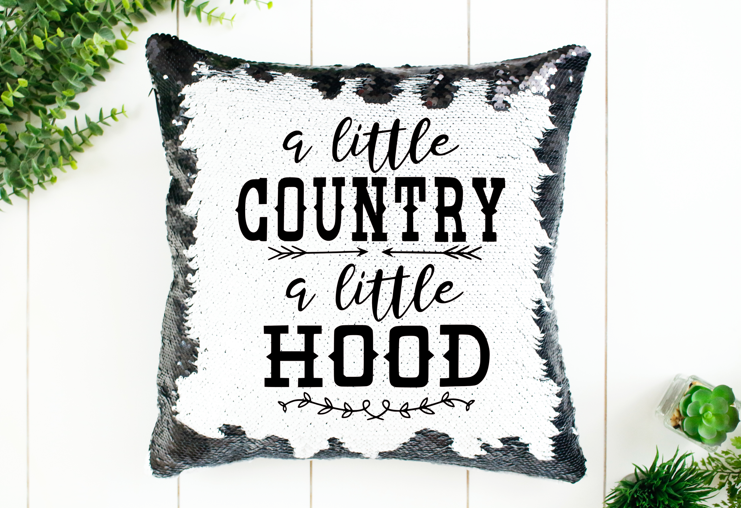 A Little Country a Little Hood Sequin Pillow