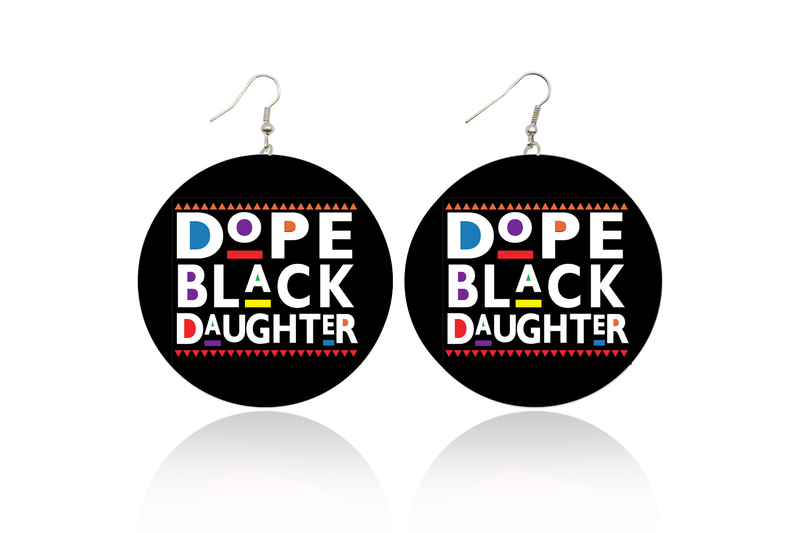 Dope Black Daughter Wooden Earrings (Kids/Tween - 5cm)