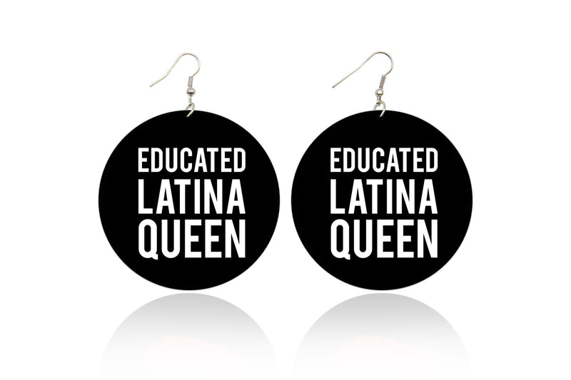 Educated Latina Queen Wooden Earrings