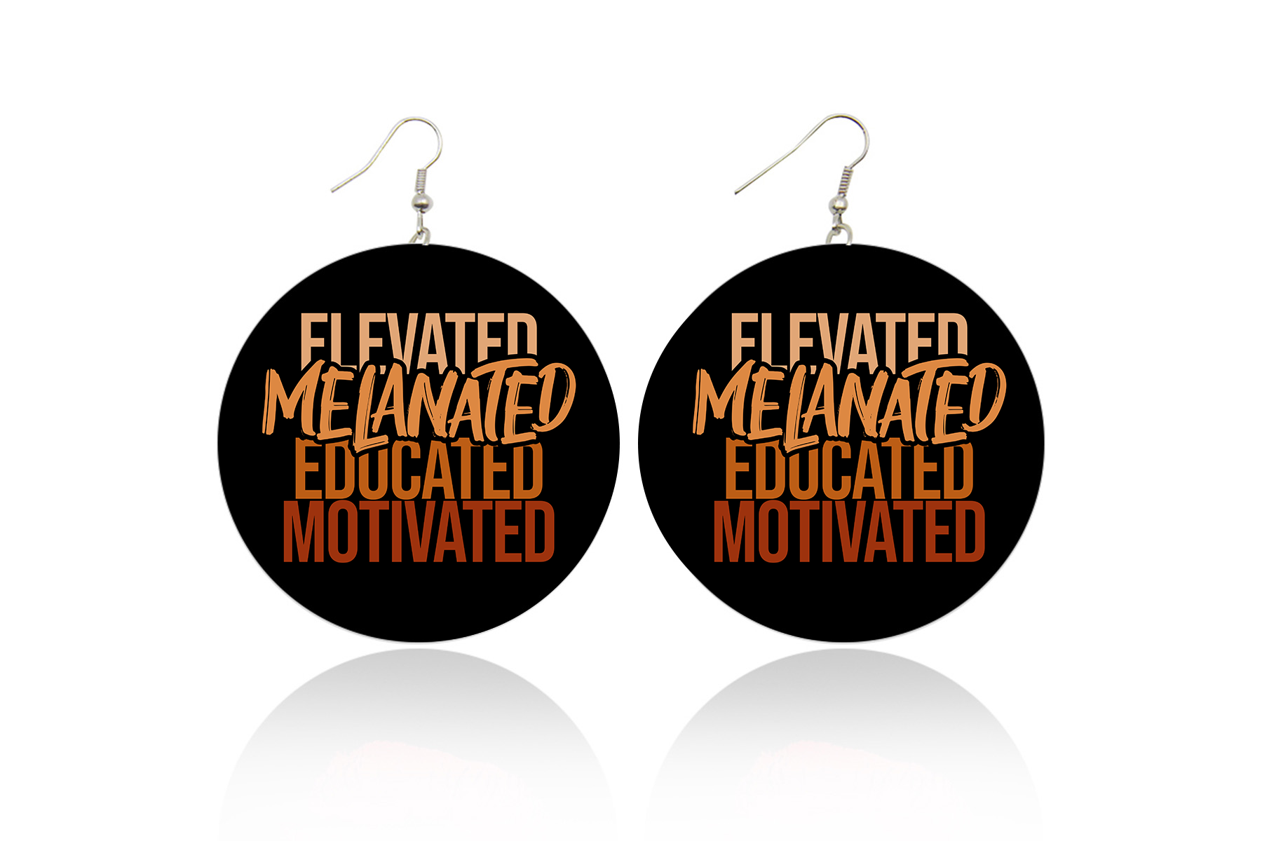 Elevated, Melanated, Educated, Motivated Wooden Earrings