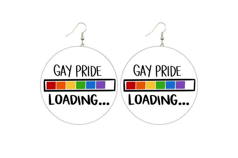 Gay Pride Loading Wooden Earrings