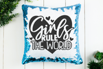 Girls Rule The World Sequin Pillow
