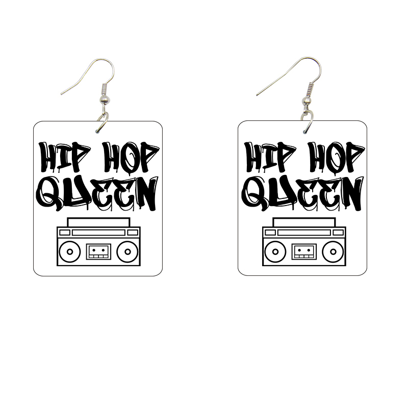 Hip Hop Queen Wooden Earrings